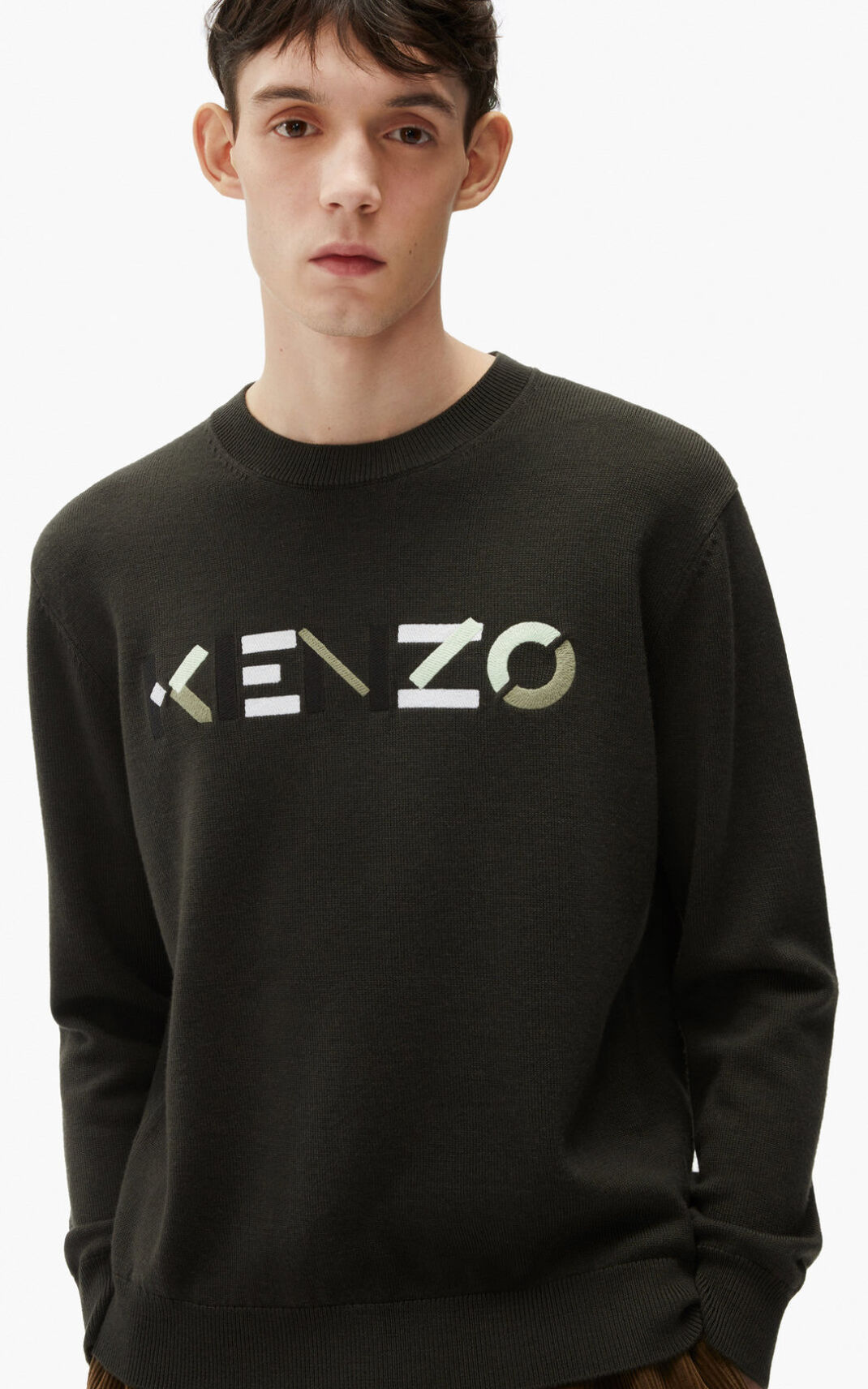 Kenzo Logo merino wool Pulóver Férfi Szürke Szürke | ID.704207